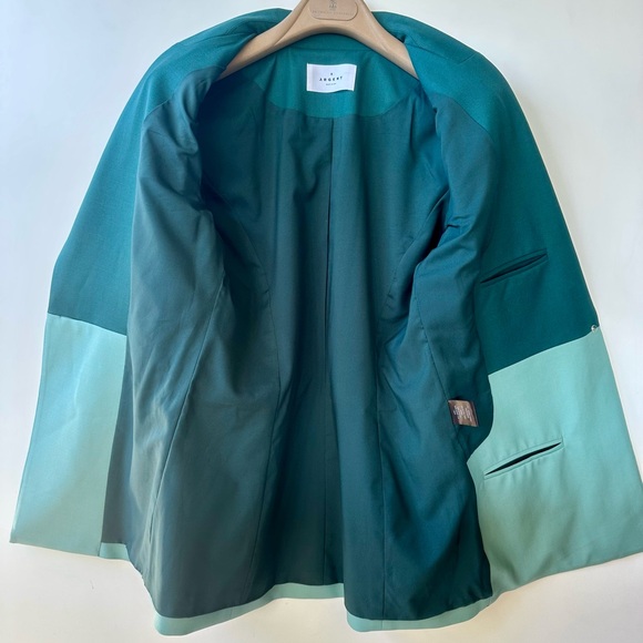 EUC Argent Colorblocked Single Button Blazer Wool Green/Blue Jacket, size 8 - Picture 13 of 15